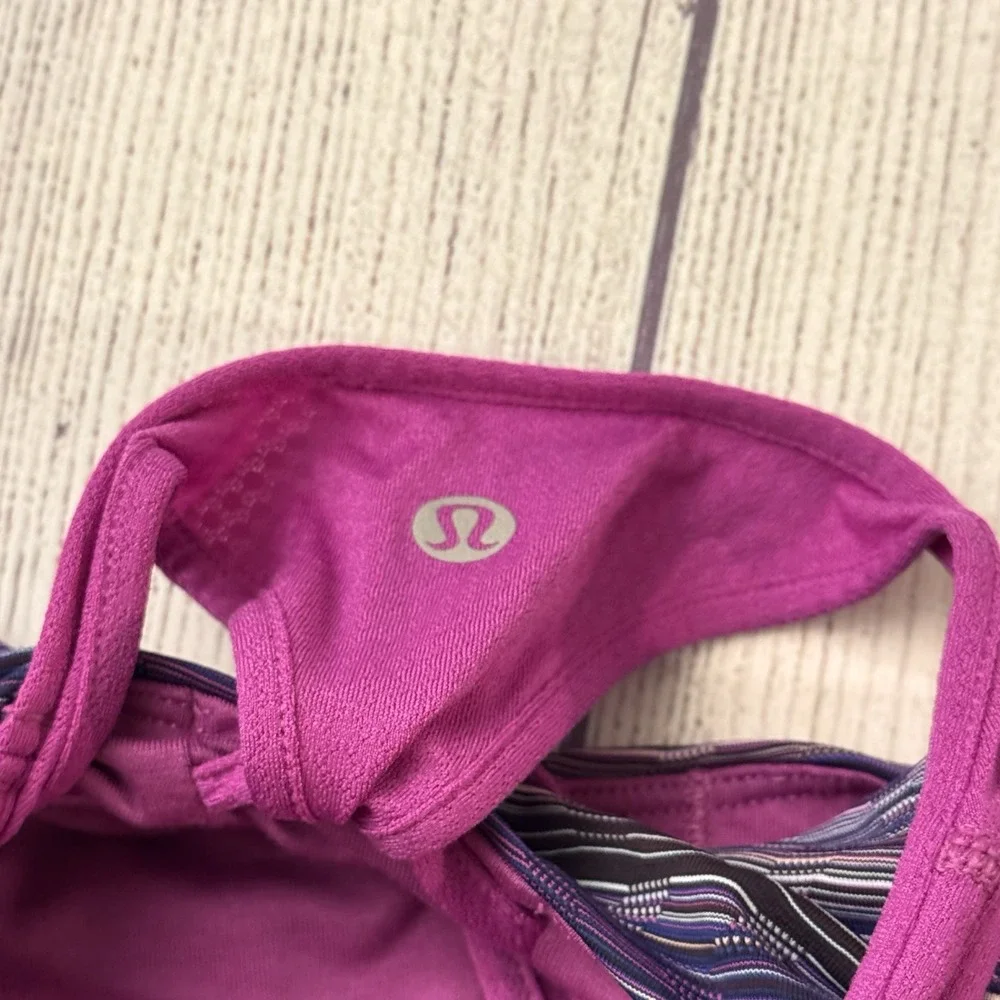 Lululemon No Limits Purple Wee Stripe Tank Top Size 4 Women's Workout Activewear